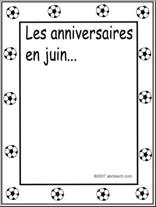 French: Affiche pour montrer les anniversaires en juin