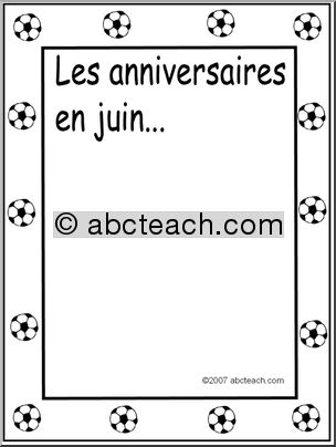 French: Affiche pour montrer les anniversaires en juin