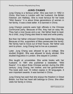Biography: Jung Chang Writer (elementary)