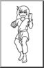 Clip Art: Karate Girl (coloring page)