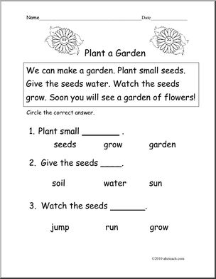 Easy Reading Comprehension: Plant A Garden (K-1)