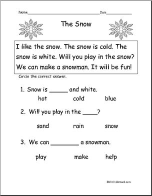 Easy Reading Comprehension: The Snow (K-1)