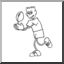 Clip Art: Cartoon School Scene: Sports: Football 03 (coloring page)