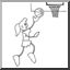 Clip Art: Cartoon School Scene: Sports: Basketball 05 (coloring page)