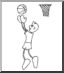 Clip Art: Cartoon School Scene: Sports: Basketball 04 (coloring page)