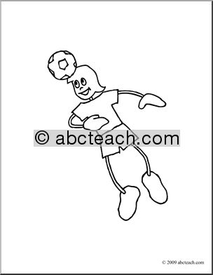 Clip Art: Cartoon School Scene: Sports: Soccer 04 (coloring page)