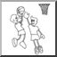 Clip Art: Cartoon School Scene: Sports: Basketball 01 (coloring page)