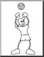 Clip Art: Cartoon School Scene: Sports: Volleyball 04 (coloring page)