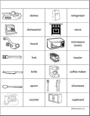 Memory Game: Kitchen Vocabulary (ESL)