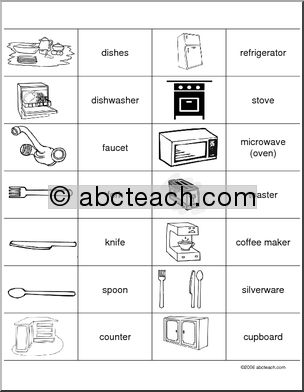 Memory Game: Kitchen Vocabulary (ESL)