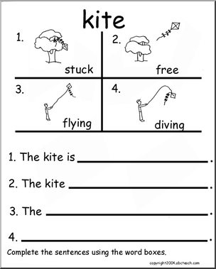 Beginning Writing Practice, Set 8a (kite)