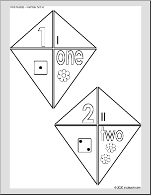 Kite Number Sense Puzzles (black/white)