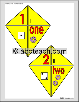 Kite Number Sense Puzzles – Counting (color)