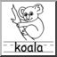 Clip Art: Basic Words: Koala B&W (poster)