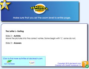 Interactive: Notebook: Phonics: Letter “L” (Sort)