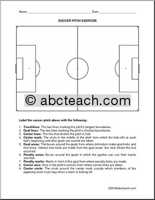 Worksheet: Sports-  Label the Soccer Pitch