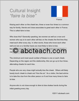 French: Culture: “Faire la bise”Ã³in English