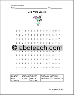 Word Search: Labor Day