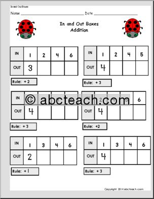 In and Out Boxes: Addition – Ladybug Theme