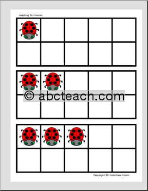 Math: Ten Frames Set with Numbers – Ladybug Theme