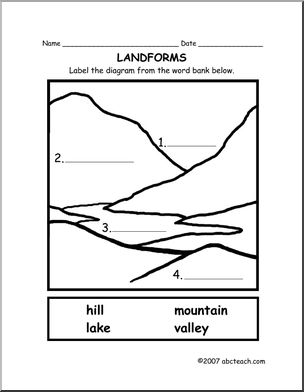 Worksheets: Landforms (elem/upper elem)