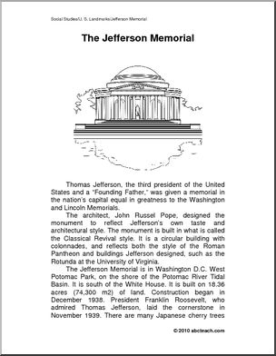 Comprehension: U. S. Landmark – Thomas Jefferson Memorial (upper elem/middle)