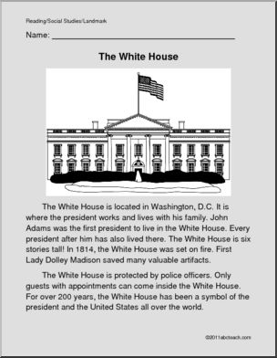 Color and Read: U. S. Landmark – The White House (primary)