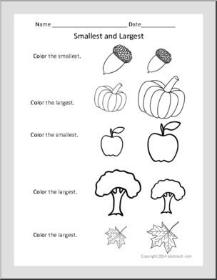 Math: Fall Theme: Smaller and Larger (prek-1)
