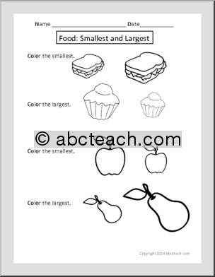 Math: Food Theme: Smaller and Larger (prek-1)