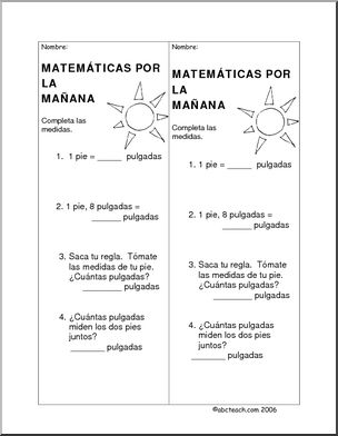 Spanish: MatemÂ·ticas por la maÃ’ana – Las medidas 1. Elementaria.