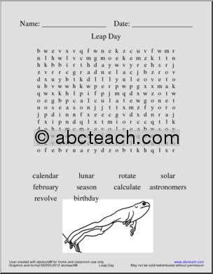 Vocabulary: Leap Year Activities (upper elem/middle)