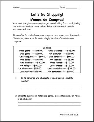 Spanish:  Spanish 1 – Â°Vamos de compras! (secundaria)