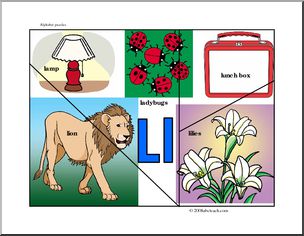 Letter Puzzle: Letter L – easy (color)