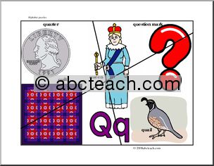 Letter Puzzle: Letter Q – easy (color)