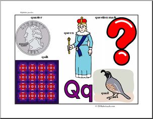 Letter Puzzle: Letter Q – guide (color)