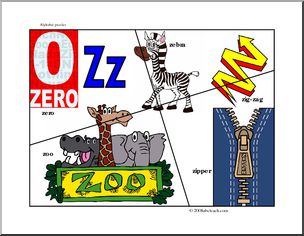 Letter Puzzle: Letter Z – easy (color)