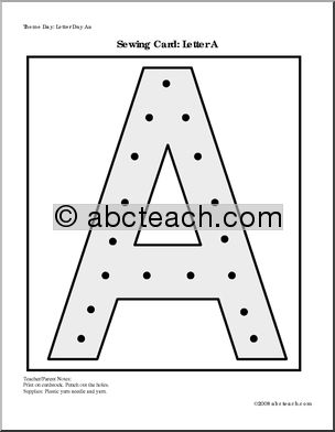 Sewing Card: Letter A