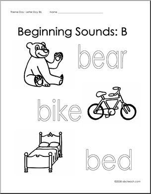 Beginning Sounds Poster: Letter B – Abcteach