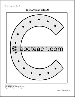 Sewing Card: Letter C