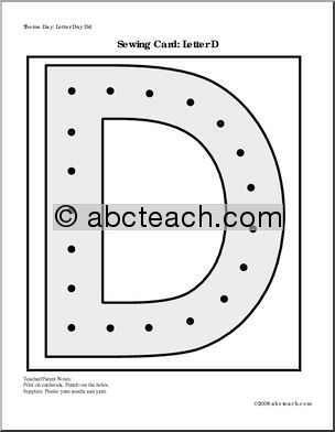 Sewing Card: Letter D