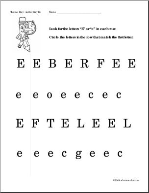 Letter Worksheets: Letter E