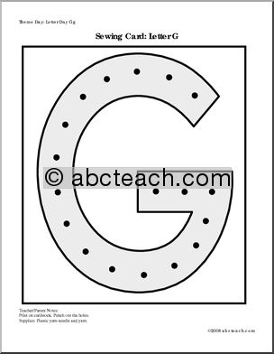 Sewing Card: Letter G