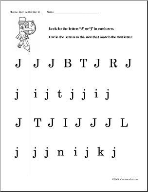 Letter Worksheets: Letter J