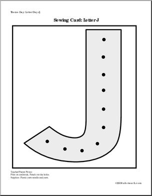 Sewing Card: Letter J
