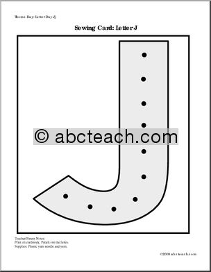 Sewing Card: Letter J