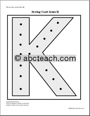 Sewing Card: Letter K