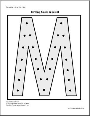 Sewing Card: Letter M