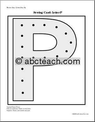 Sewing Card: Letter P