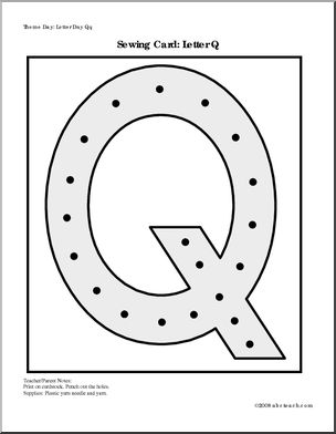 Sewing Card: Letter Q
