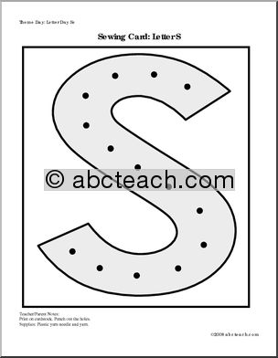 Sewing Card: Letter S